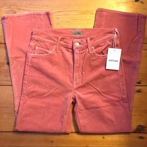 NWT MOTHER Pink Corduroy Outsider Hopscotch Jeans 27
